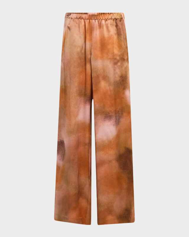 Riverside Silk Straight-Leg Pull-On Pants
